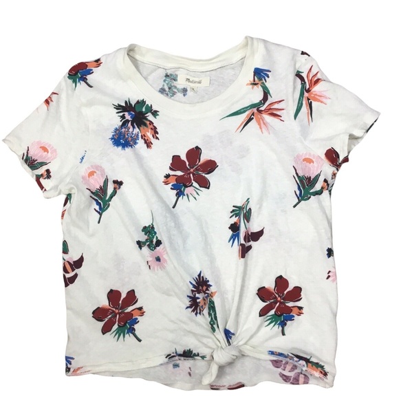 Madewell Tops - Madewell Tropical Floral Knot Tie Front T-shirt Sz S